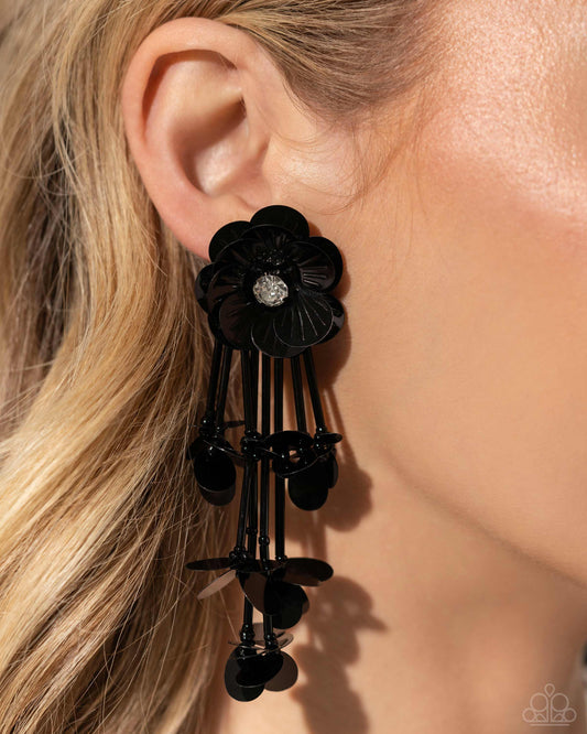 Paparazzi Earring ~ Floral Future - Black