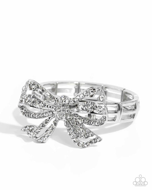 Paparazzi Bracelet ~ It's All A-BOW-t Me - White