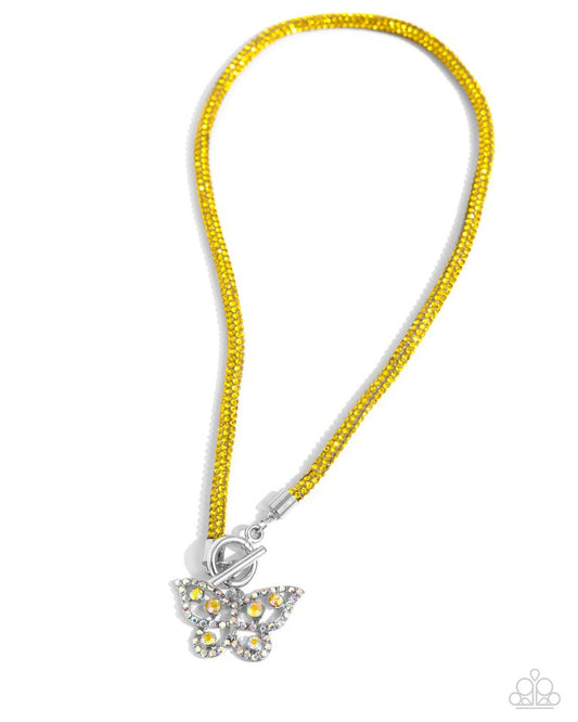 On SHIMMERING Wings - Yellow - Paparazzi Necklace Image