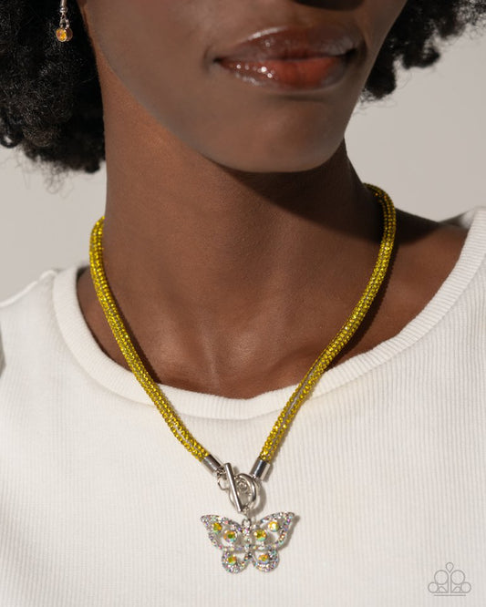 On SHIMMERING Wings - Yellow - Paparazzi Necklace Image