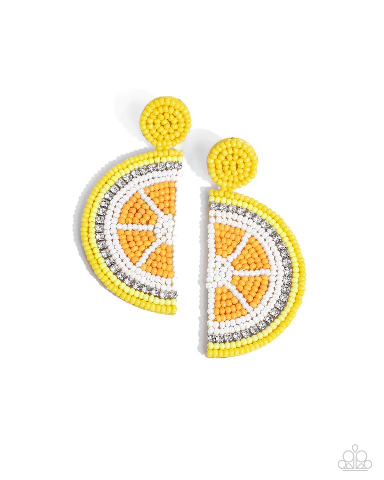 Lemon Leader - Yellow - Paparazzi Earring Image