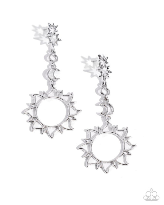 Celestial Chic - Silver - Paparazzi Earring Image