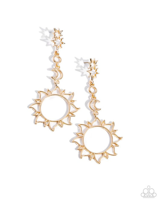Celestial Chic - Gold - Paparazzi Earring Image