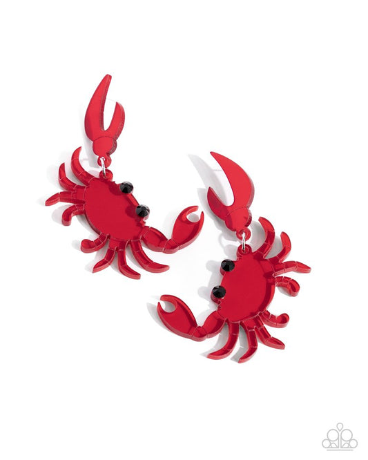 Crab Couture - Red - Paparazzi Earring Image