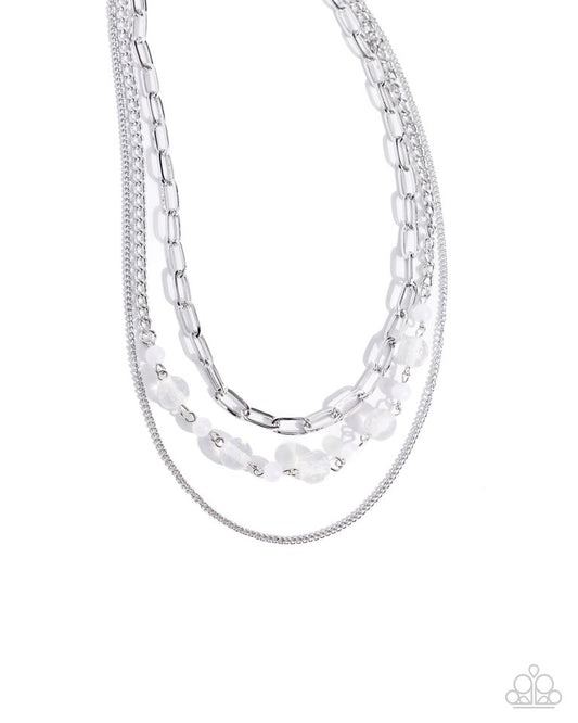 Beaded Behavior - White - Paparazzi Necklace Image