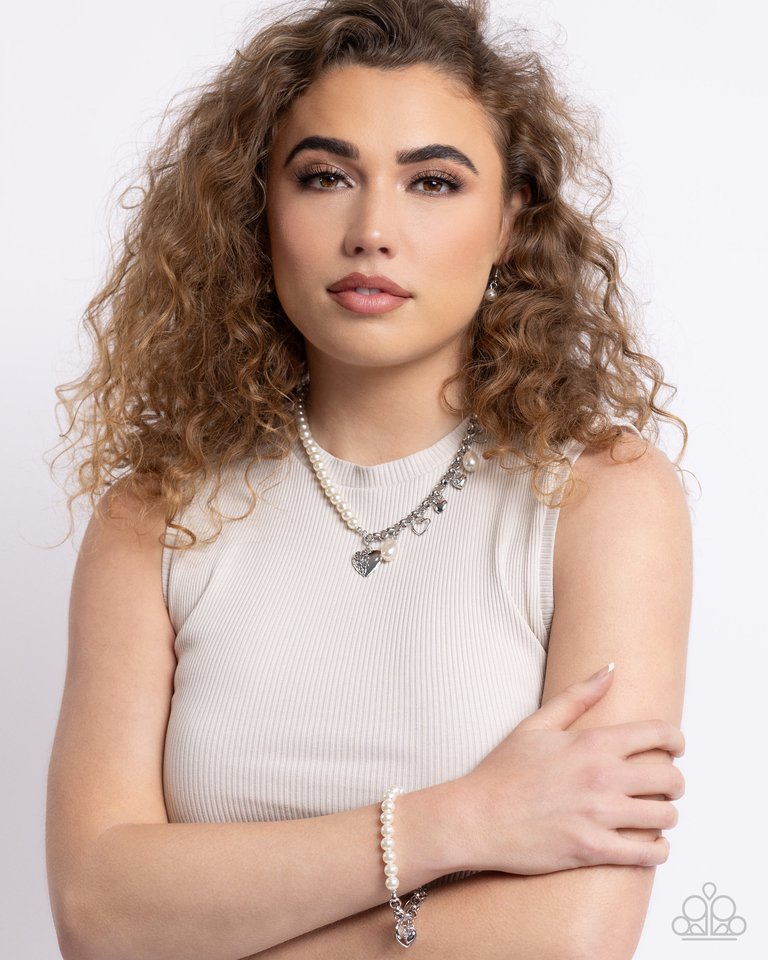 Charming Competitor - White - Paparazzi Necklace Image