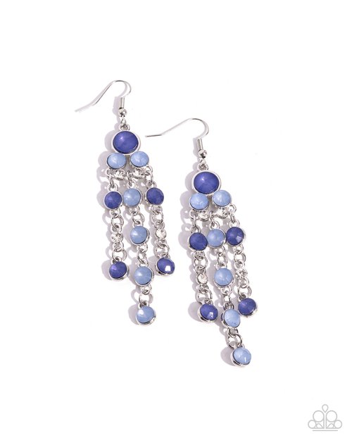 Cascading Clarity - Blue - Paparazzi Earring Image