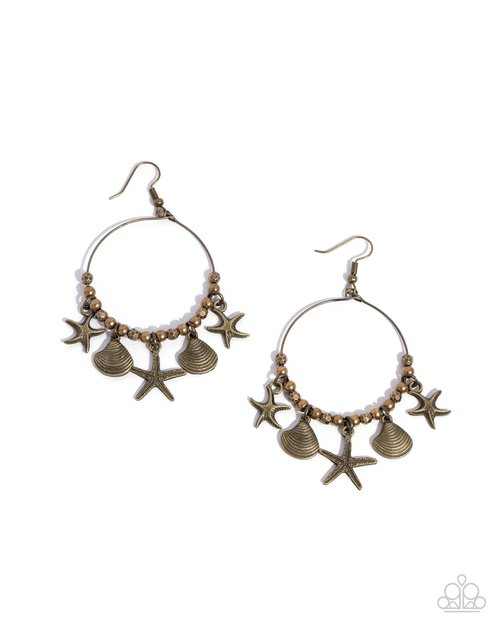 Coastal Conversation - Brass - Paparazzi Earring Image