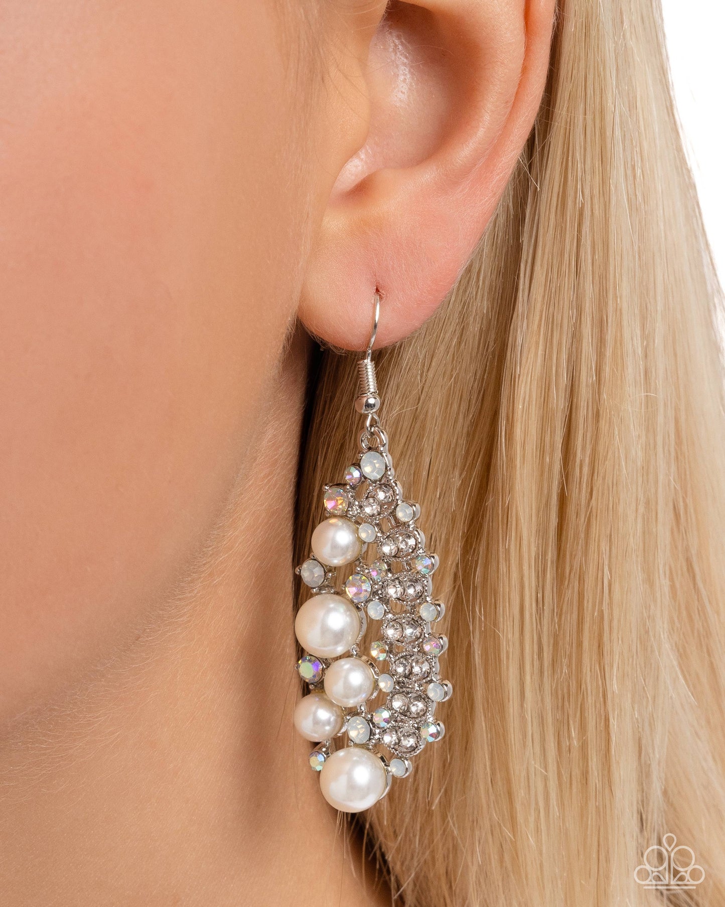Easygoing Enigma - White - Paparazzi Earring Image