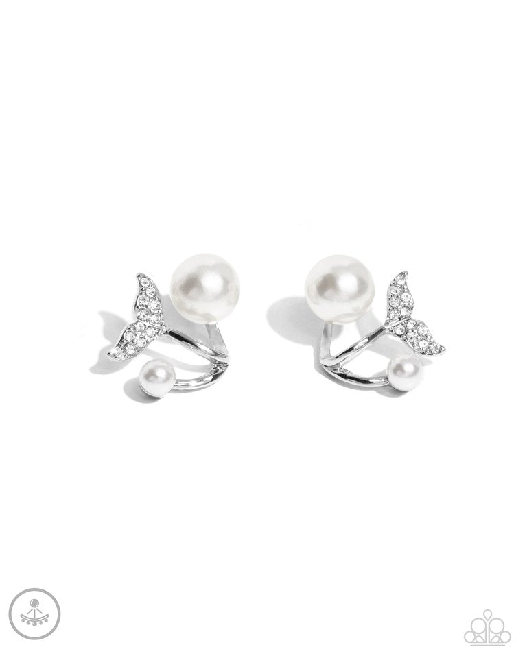 Modular Mermaid - White - Paparazzi Earring Image