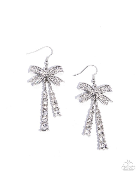 Date Night Decadence - White - Paparazzi Earring Image