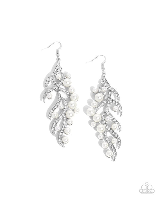 Flourishing Fancy - White - Paparazzi Earring Image