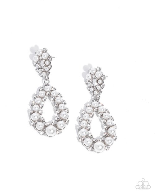 Dapper Debut - White - Paparazzi Earring Image