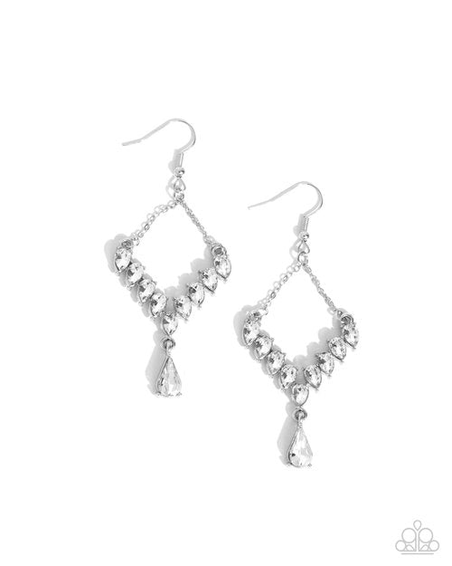 Dripping Drama - White - Paparazzi Earring Image