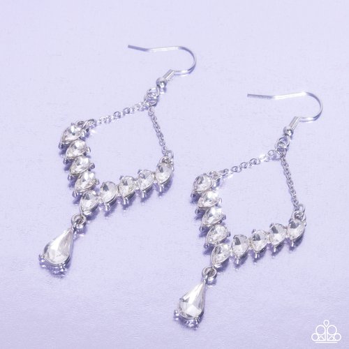 Dripping Drama - White - Paparazzi Earring Image