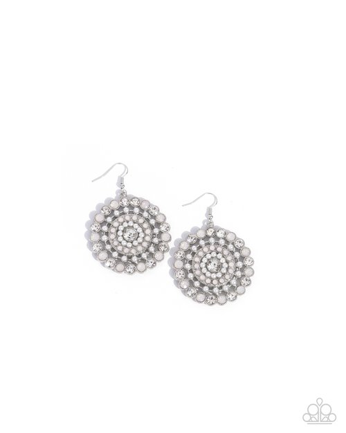 Wreathed Wonderland - White - Paparazzi Earring Image