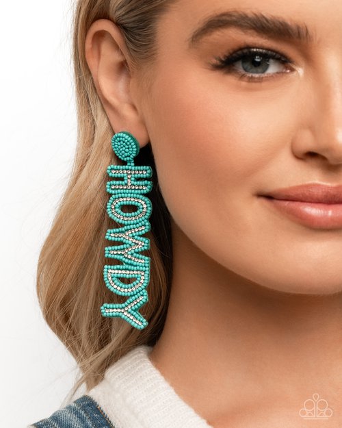 Howdy Headline - Blue - Paparazzi Earring Image
