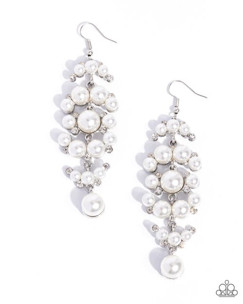 Talk of The Ton - White - Paparazzi Earring Image