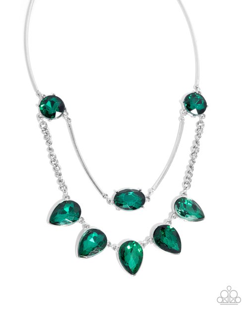 Confident Cascade - Green - Paparazzi Necklace Image