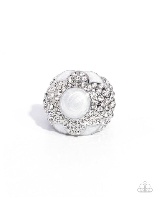 Pearly Podium - White - Paparazzi Ring Image