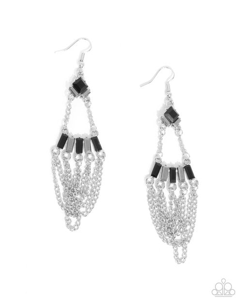 Fringe Fantasy - Black - Paparazzi Earring Image