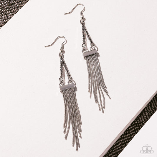 Trailing Off - Silver - Paparazzi Earring Image