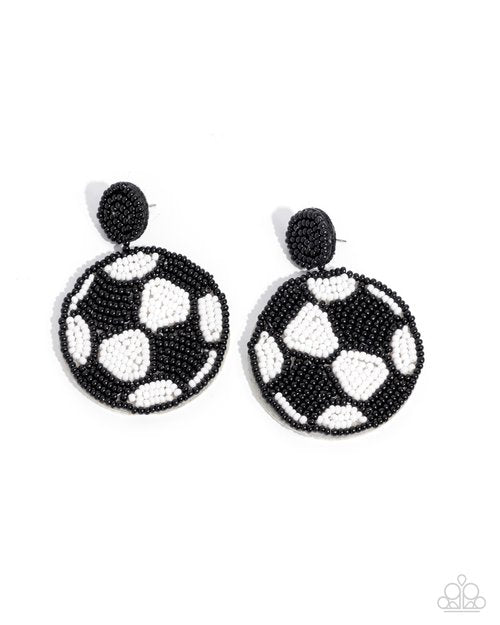 Grand Goalkeeper - Black - Paparazzi Earring Image