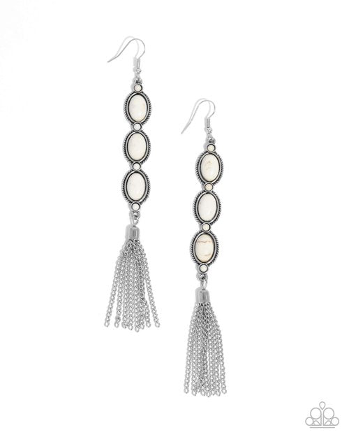 Fringe Fuel - White - Paparazzi Earring Image