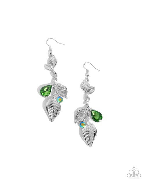 Descending Dazzle - Green - Paparazzi Earring Image