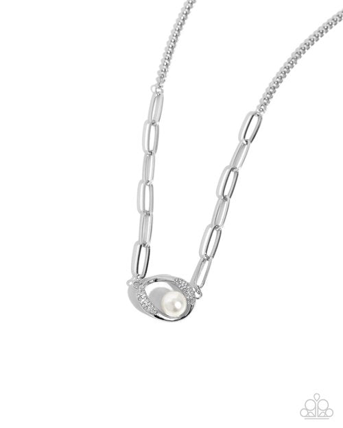 Tilted Tutor - White - Paparazzi Necklace Image
