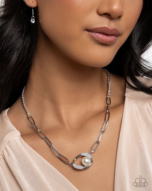 Tilted Tutor - White - Paparazzi Necklace Image