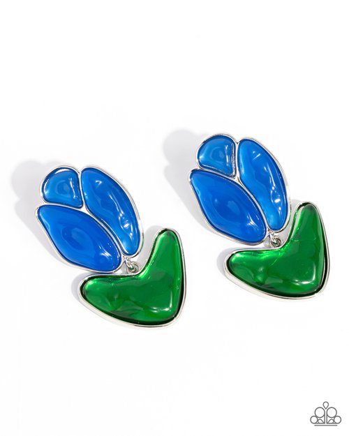 Tulip Triumph - Blue - Paparazzi Earring Image