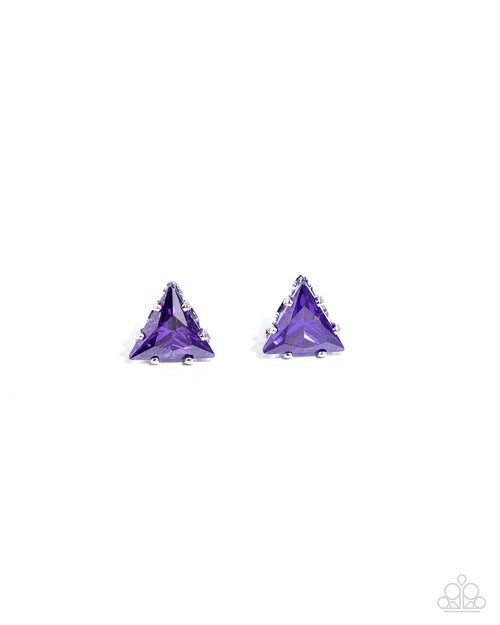Triangular Twinkle - Purple - Paparazzi Earring Image