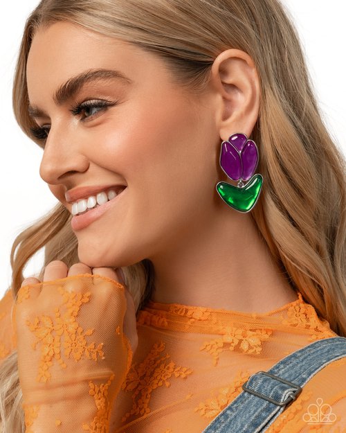 Tulip Triumph - Purple - Paparazzi Earring Image