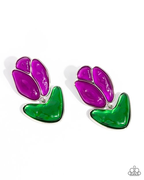 Tulip Triumph - Purple - Paparazzi Earring Image