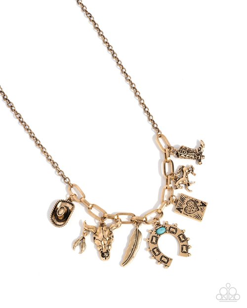 Saloon Girl - Gold - Paparazzi Necklace Image