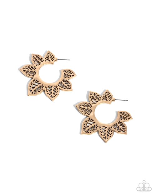 Tangled Tapestry - Gold - Paparazzi Earring Image