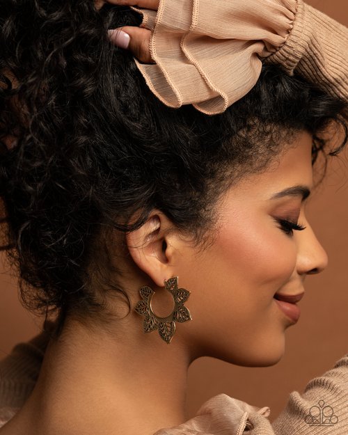 Tangled Tapestry - Gold - Paparazzi Earring Image