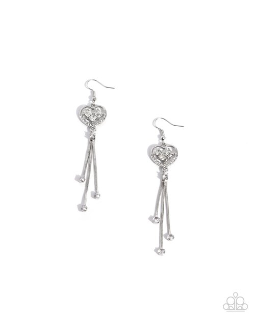 Cascading Character - White - Paparazzi Earring Image