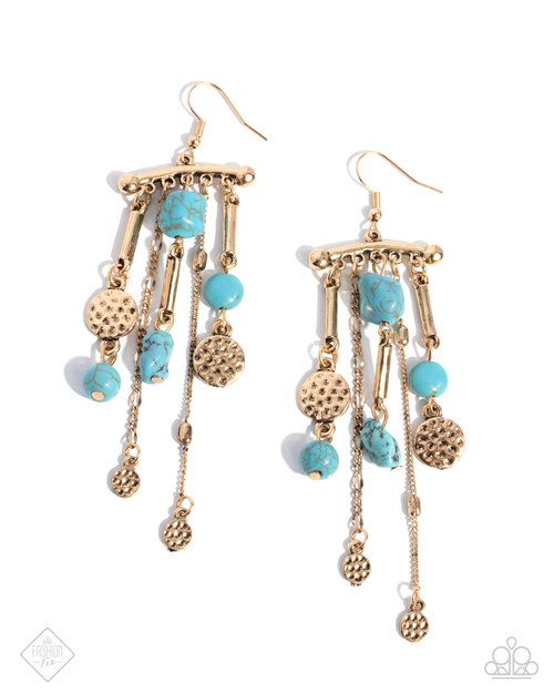 Coachella Cascade - Blue - Paparazzi Earring Image