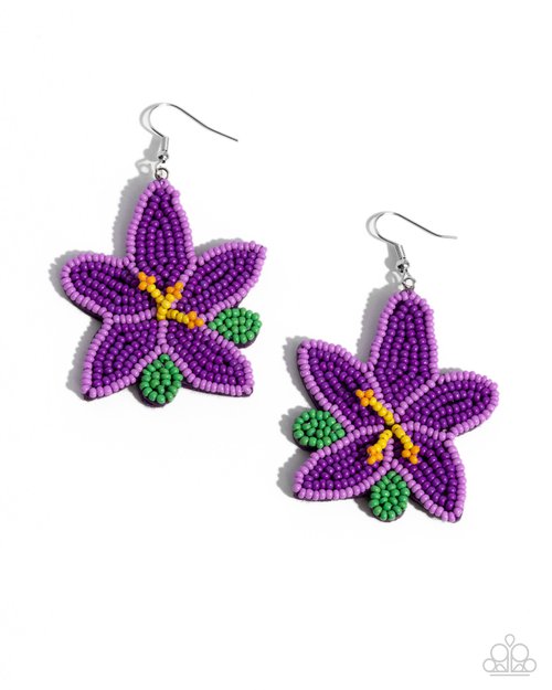 Seed Bead Symmetry - Purple - Paparazzi Earring Image