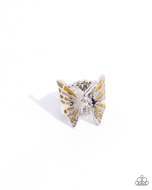 Butterfly Broadcast - Yellow - Paparazzi Ring Image