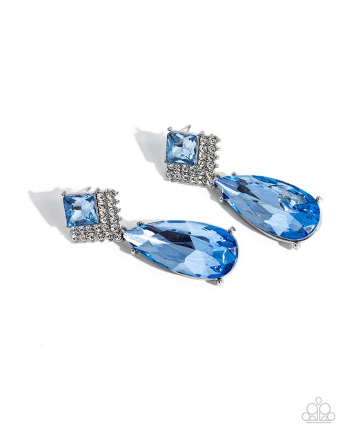 Diamond Life - Blue - Paparazzi Earring Image