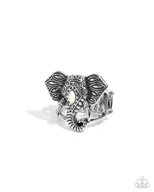 Elephant Erudite - White - Paparazzi Ring Image