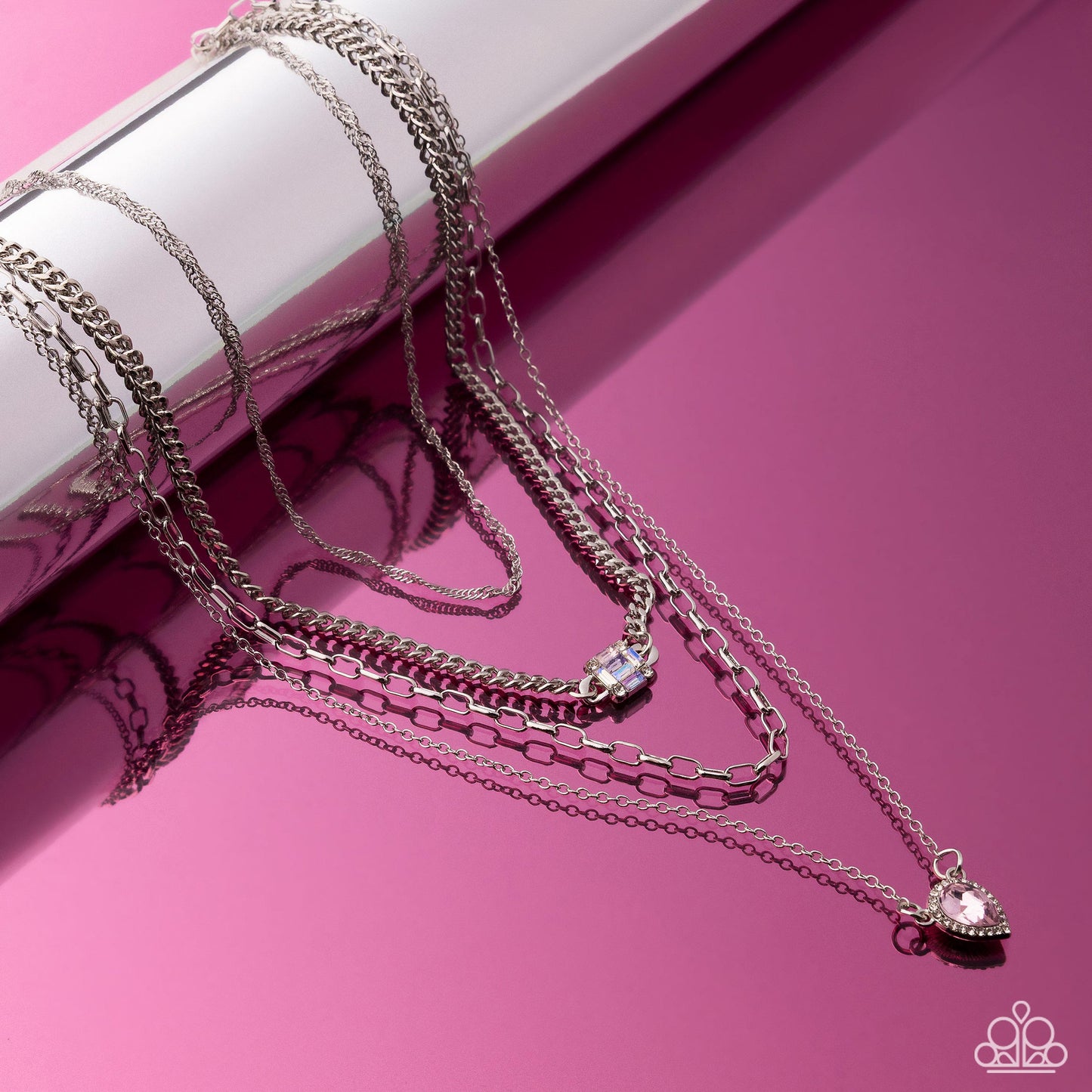 Radiant Rows - Pink - Paparazzi Necklace Image