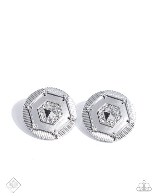 Enfolded Edge - White - Paparazzi Earring Image