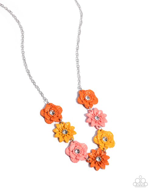 Frenetic Florals - Orange - Paparazzi Necklace Image