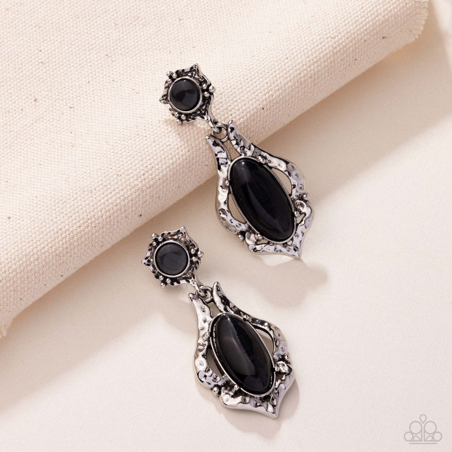 High-End Reservation - Black - Paparazzi Earring Image