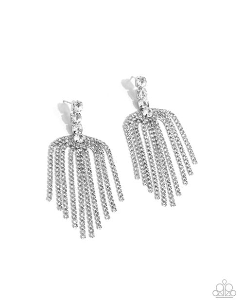 Tapered Twilight - White - Paparazzi Earring Image