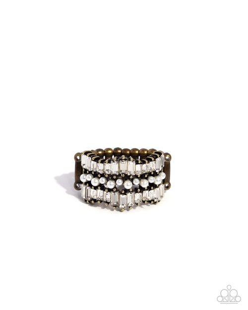 Preppy Pearls - Brass - Paparazzi Ring Image